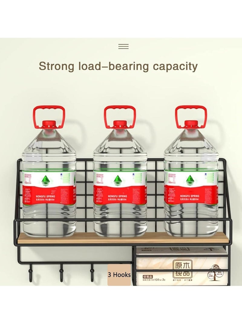 Beauenty Metal and Wood Wall Mounted Storage Shelves, Black - Image 3